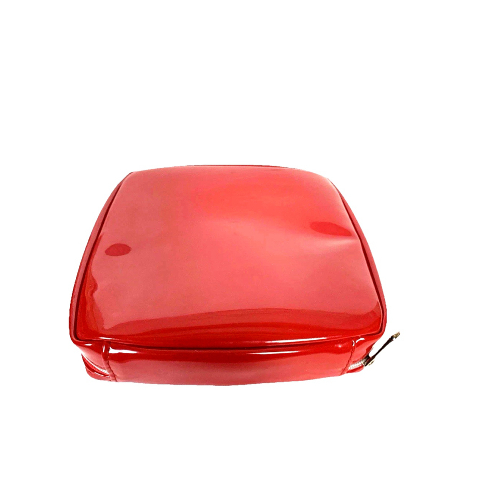 Christian Dior CD Logo Makeup Cosmetic Bag Clutch Pouch Red Patent Leather - Picture 3 of 8